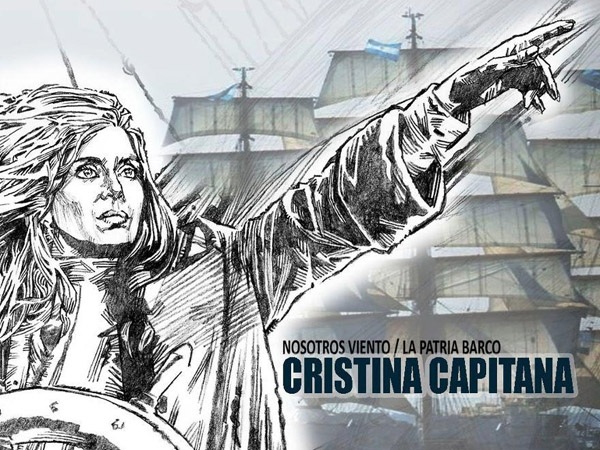 Cristina Capitana: afiche convocando al acto por la llegada de la fragata