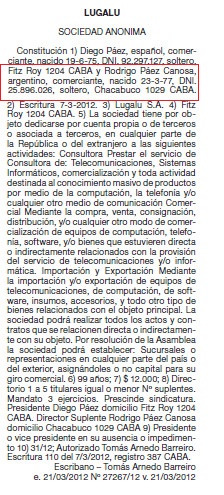 Constitución de Lugalu SA